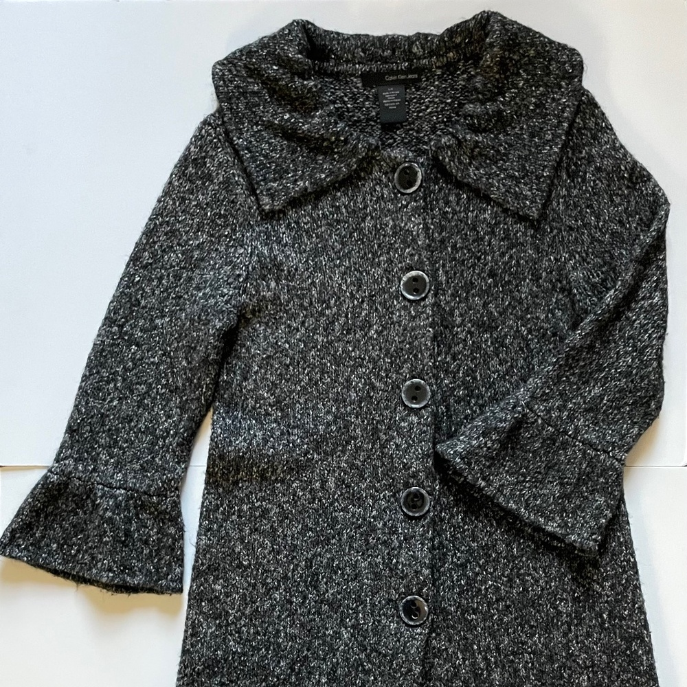 CALVIN KLEIN JEANS Women's Knitted Cardigan, Size L/G, black-gray Cotton,